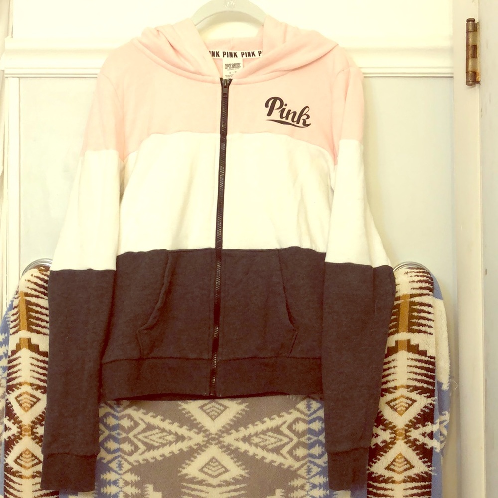 •Pink• multicolor,  zip up hoodie. Size M